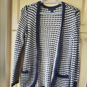 Tommy Hilfiger Black and White Striped Sweater